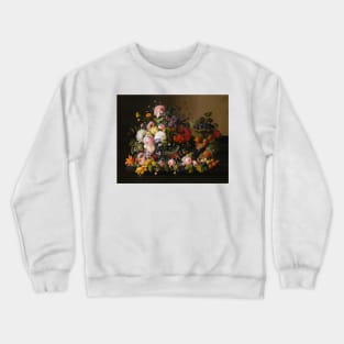 Still Life: Flowers and Fruit by Severin Roesen Crewneck Sweatshirt